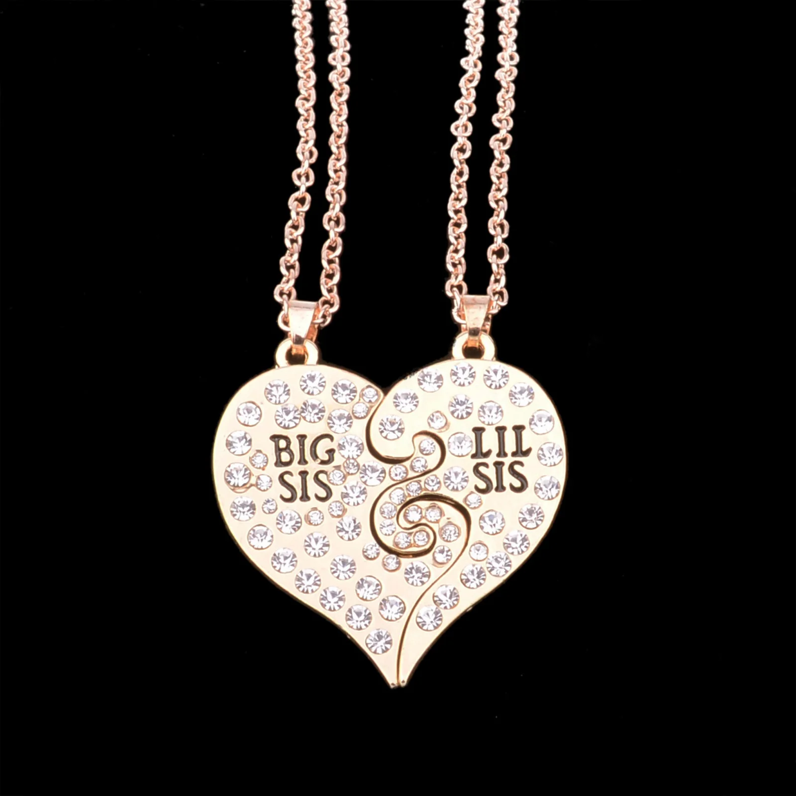 2pcs/set Big Sis Lil BFF Best Friends Forever Crystal Broken Heart Sisters Family Pendant Necklace | Украшения и аксессуары