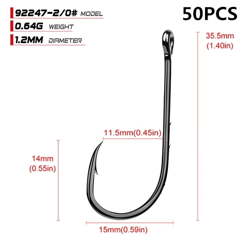 50 шт.(4/0#-6#)-20 шт.(6/0#5/0#) 92247 Высокоуглеродистая сталь рыболовный крючок Baitholder Рыбная блесна антикоррозийный Карп Рыболовный крючок - Цвет: size(2-0)-50pcs