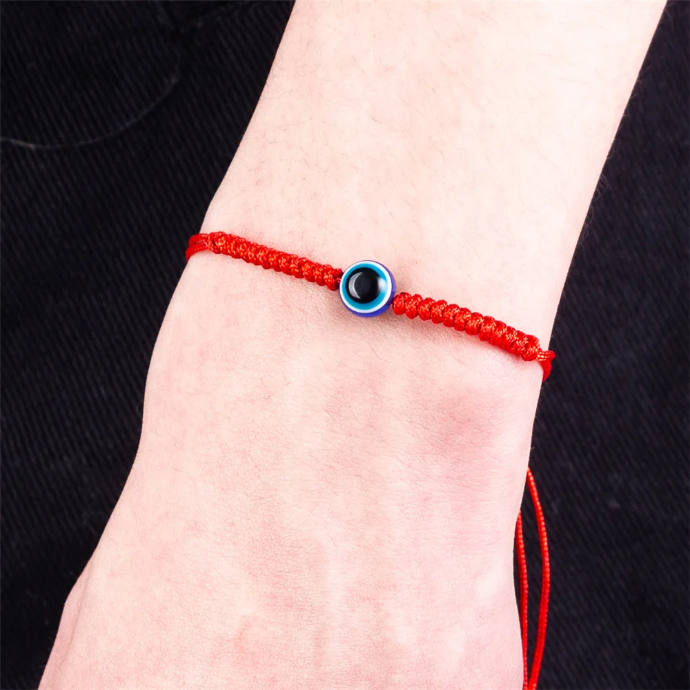 

LINDAJOUX Men' Red String Bracelet Blue Turkish Evil Eye Charm Handmade Lucky Bracelet For Women Men kid thread amulet jewelry