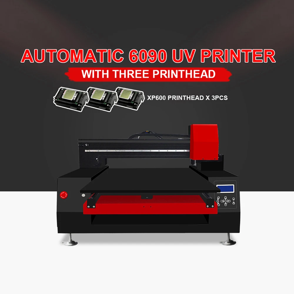 

3 printhead High Speed Large Format uv printer 6090 UV printer(60*90cm) UV Flatbed Printer For Wood metal phone case UV printer