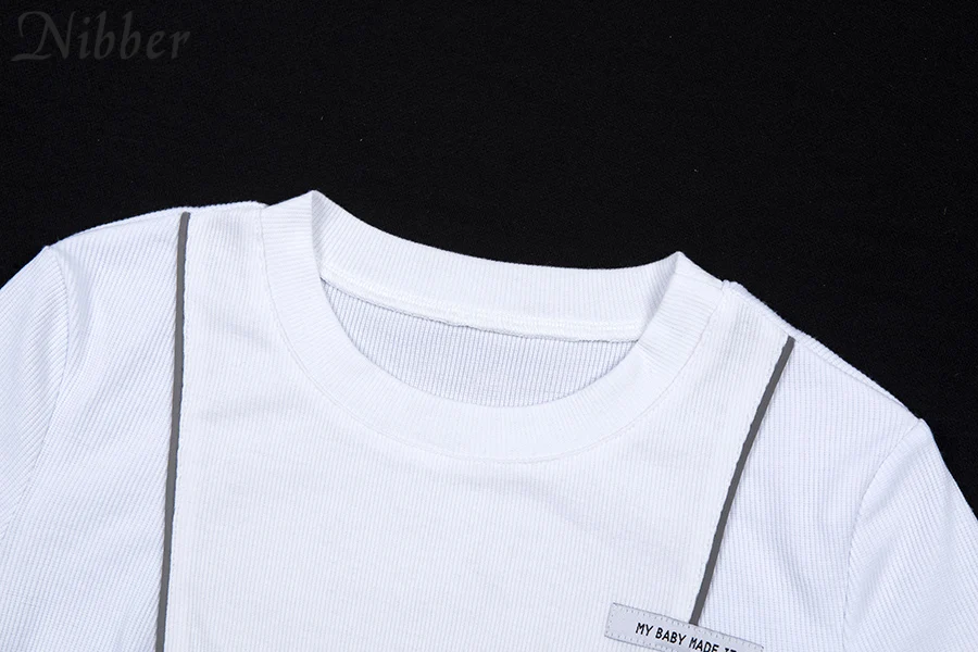 Nibber модная Светоотражающая Лоскутная Спортивная одежда 2 шт. наборы femme 2019new белые вязаные топы женские футболки мини-футболки юбки костюмы