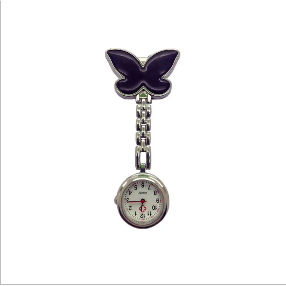 Clip-on брошка брелка Подвеска Висячие часы для женщин бабочка дизайн унисекс часы Мода доктор медсестра карманные часы Лидер продаж