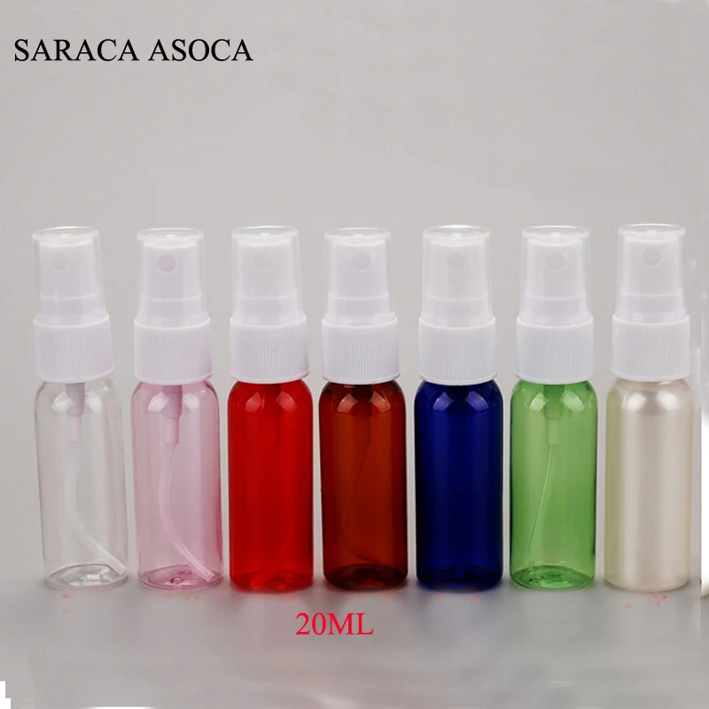 

Spray Plastic Bottle White Cap Small Empty Packaging Bottle 20ML 100pcs/lot Plastic Cosmetic Container Travel Bottles