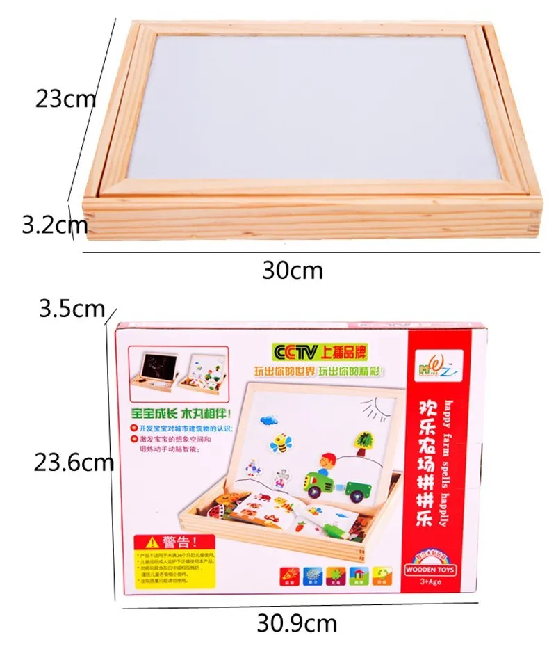 Multifunctional Educational Farm Jungle Animal Wooden Magnetic Puzzle Toys for Children Kids Jigsaw Baby's Drawing Easel Board (8)