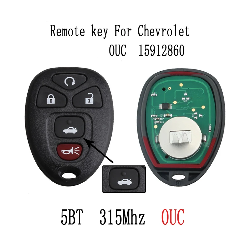 2 шт.* 5B 315 МГц дистанционный ключ "сделай сам" для детей «Chevrolet Impala» 2006-2013 для Chevrolet Монте Карло 2006 2007 ouc.exe 15912860 ключ