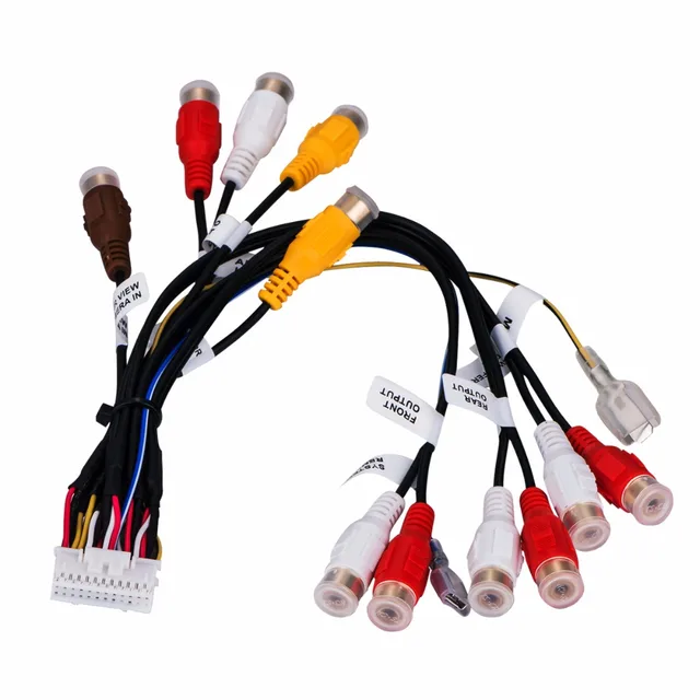Lonleap Car 24 Pin Stereo Radio Cable RCA Output Wire Harness Wiring