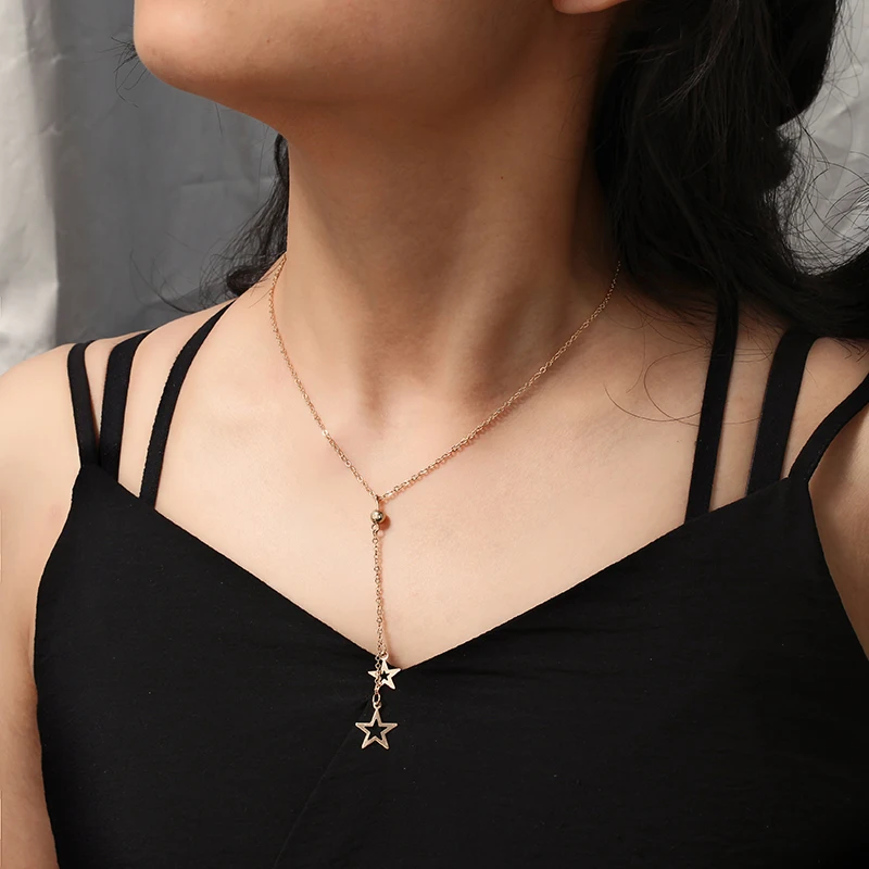 

Fashion Necklace for Women Gold Color Star Pendant Necklace Creative Geometric Multilayer Jewelry2019 Necklace Daily Wearing