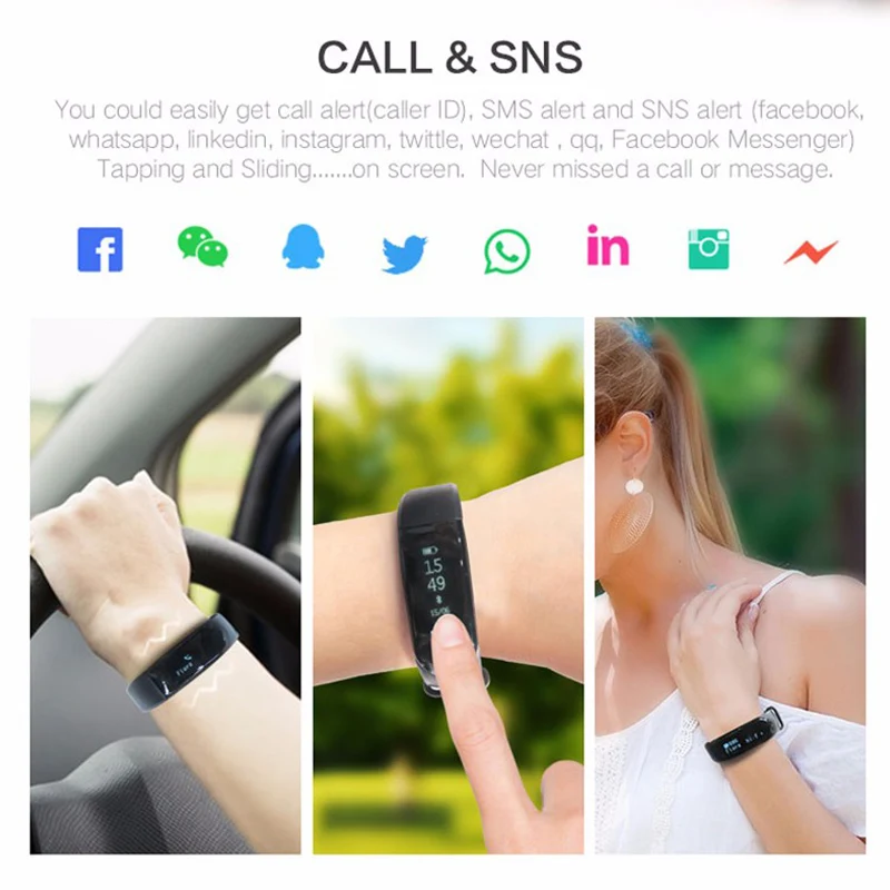 New ID101HR Smart Band ID101 Wrist Bracelet fitness tracker heart rate monitor c
