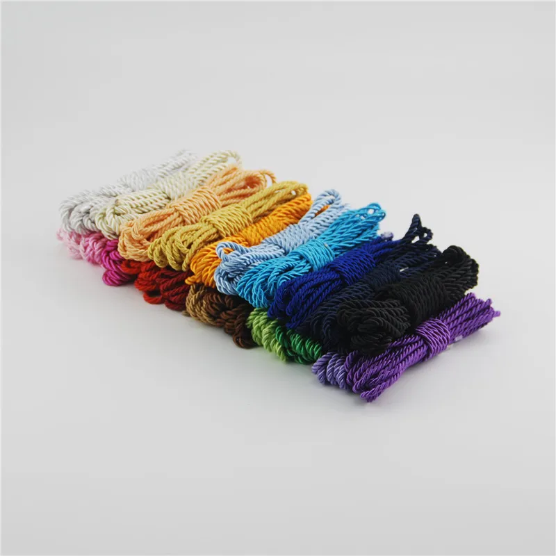 

FASMILEY DIY Cord Jewelry Findings 3mm Braided Rope Multi Solid Color Twisted Thread DIY Accessories String Supplys 20m DS217