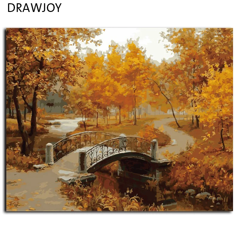 

DRAWJOY Frameless Wall Art Pictures Painting By Numbers DIY Digital Oil Painting On Canvas Home Decor Autumn Maple G071 40*50cm
