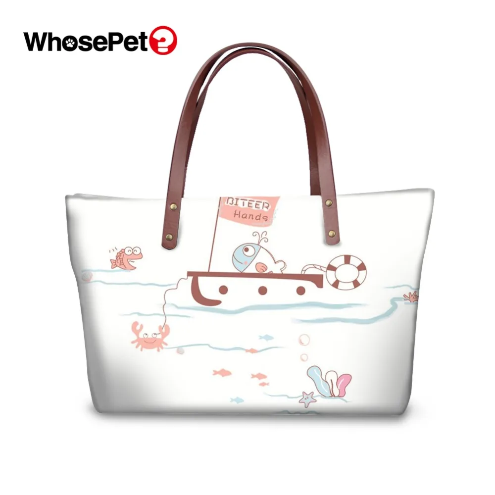 

WHOSEPET Women Shopping Bag Waterproof Animal Prints Pattern Girls Cartoon Money Bag Female Fashion Top-handle Shoulder Bag