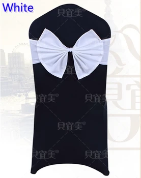 

White colour chair sash butterfly style bow tie lycra sash wedding decoration banquet chairs spandex sash wholesale