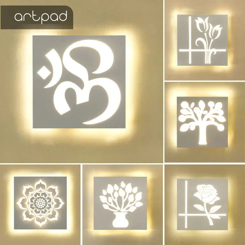 

Square Metal Tree Picture Wall Led Lamp Indoor Bedroom Living Room Corridor Bedside Wall Night Lamp Led Bead 110V 220V Artpad
