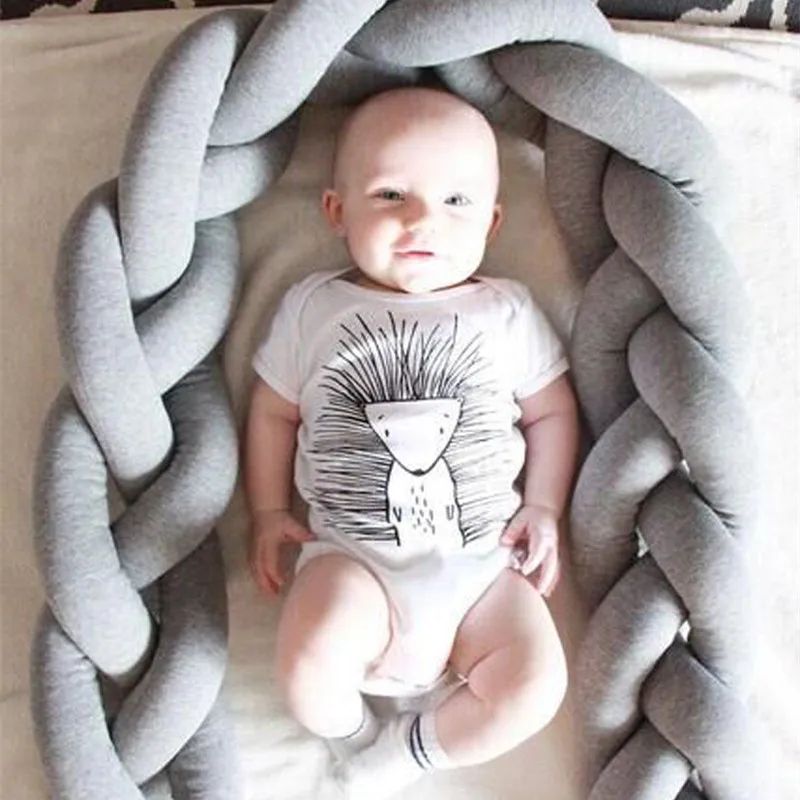 

150 cm Crib Bumper For Baby Knot Baby Bed Protector Weaving Cotton Kids Bed Bumper Infant Baby Bed Cot Protector For Room Decor