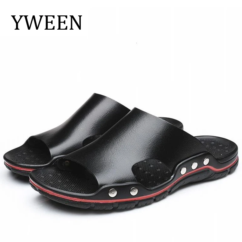 

YWEEN Free Shipping Men's Beach Shoes Flip Flops Men's Casual Flat Shoes Sandals Summer Slippers For Men big size eur37-eur47