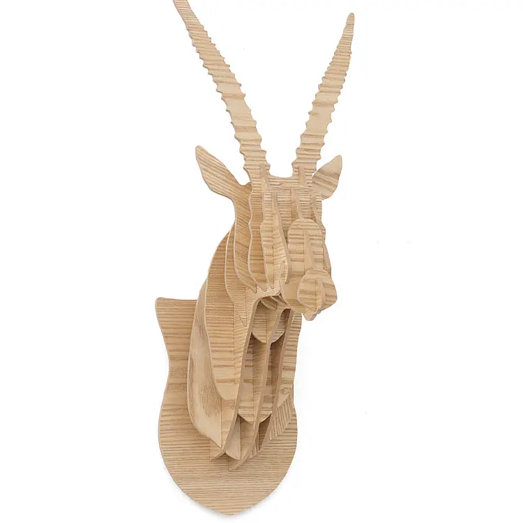 3D пазл Деревянный DIY скандинавский антилоп Декор стены зелья Настенное подвесное украшение творческие украшения для дома настенная голова животного Decora - Цвет: Синий