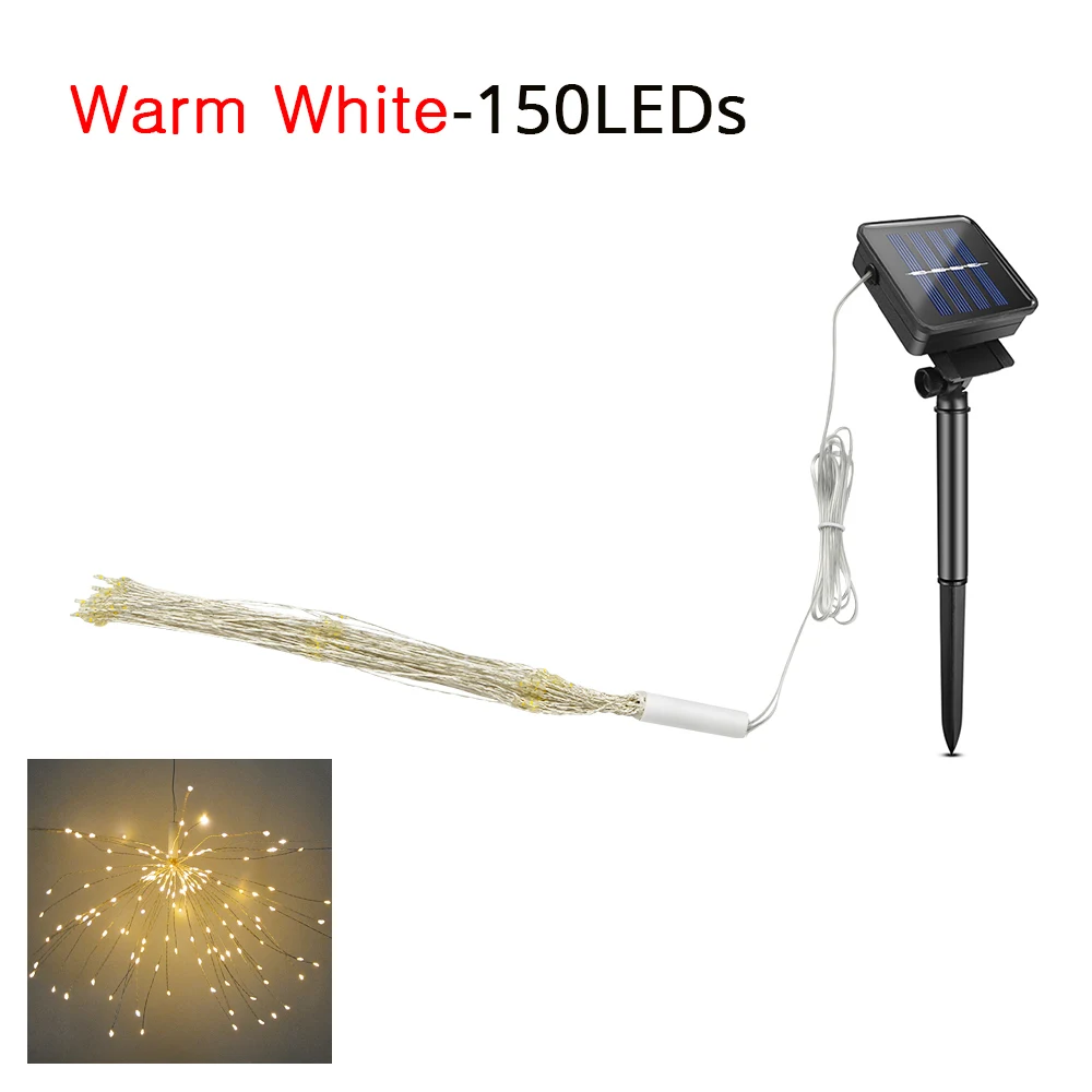 Warm White-150LEDs Светодиодов Строка Фея ФЕЙЕРВЕРК ОГНИ складной солнечный Перезаряжаемые открытый сад лампы Водонепроницаемый Рождество Солнечный свет украшения - Испускаемый цвет: Warm White-150LEDs