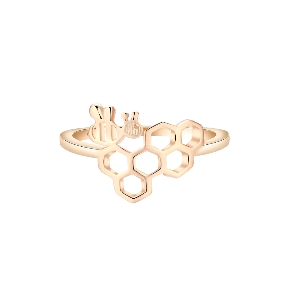 

CHENGXUN Honey Comb and Bee Rings for Women Geometric jewelry Fashion decoration Rings