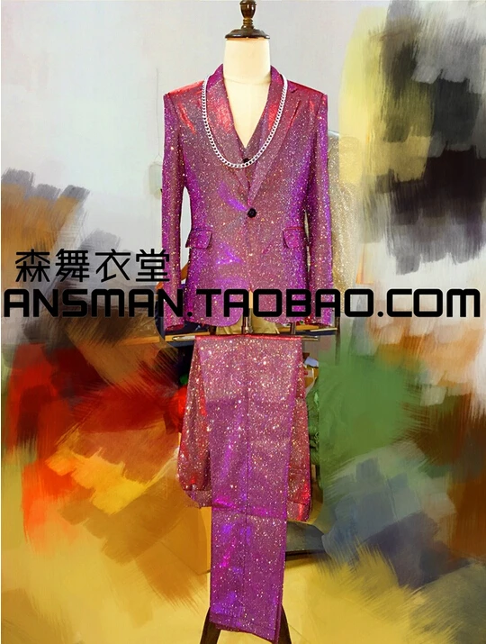 

Новинка, модные весенние Мужские приталенные костюмы с блестками, женский ночной клуб, певец, танцор, выступление, Клубная одежда, одежда Se