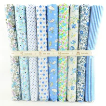 FREE SHIPPING 50cmx50cm 9 pieces"Cute Blue" Cotton Fabric Fat Quarters Scrapbooking Sewing Cloth Patchwork Fabric W3B5-4
