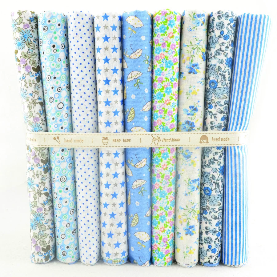 FREE SHIPPING 50cmx50cm 9 pieces&quotCute Blue&quot Cotton Fabric Fat Quarters Scrapbooking Sewing Cloth Patchwork W3B5 4|diy patchwork|sewing