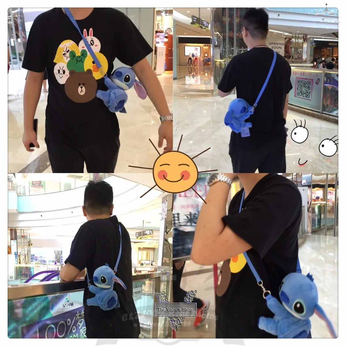 

Kawai Cute Stitch soft plush action figure q version single shoulder bag plush coin bag model toy cartoon movie anime pendant
