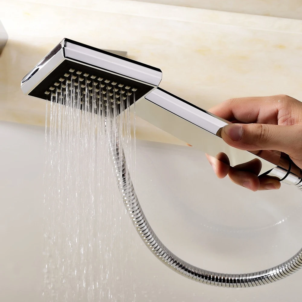ULGKSD хромированный смеситель для ванной 3 шт. с одной ручкой, смеситель для горячей и холодной воды, палубное крепление для функционального переключателя, душ для ванной комнаты