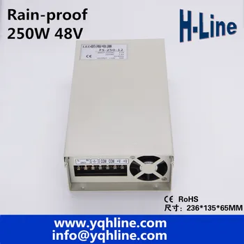 

250W 48V 5.2A LED Rain-Proof switch power supply industry power transformer AC to dc led driver outdoor use (FY-250-48)