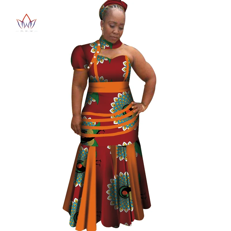 Новые женские длинные платья Дашики с платком Bazin Riche, африканские лоскутные платья для женщин, одежда в африканском стиле WY4070