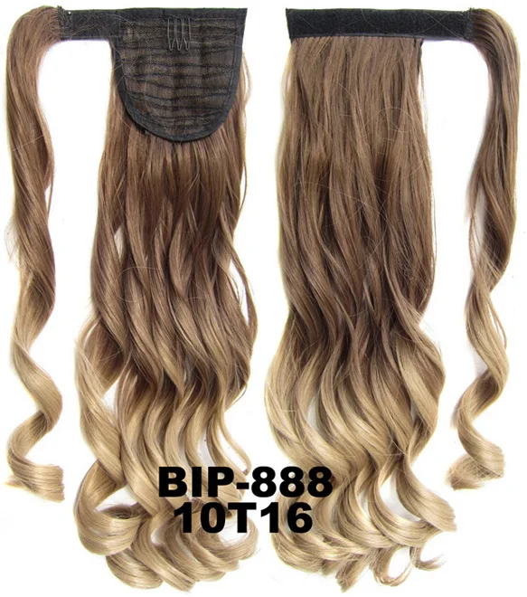 

Girlshow Wrap Synthetic Ponytail Wavy Hairpiece Invisible Clip in Hair Extension Gradient Ponytail 22inches 90g, 1pc