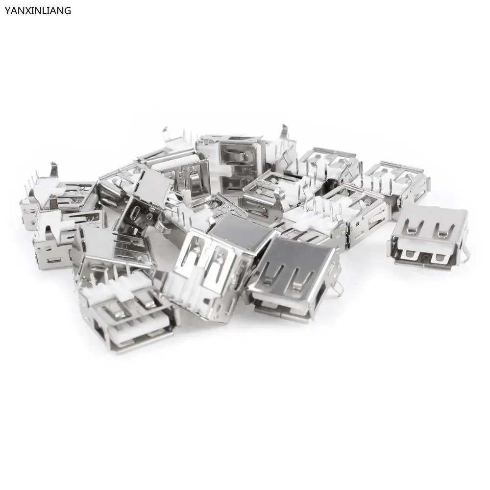 

20 Pcs USB Female Type A 4-Pin DIP Right Angle Plug Jack Connector