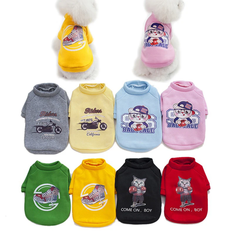 

2019 Fashion Dog Cartoon Sweater Pet Cats Clothes For Puppy Chihuahua Coats Pet Jackets Clothing Pug French Bulldog Overalls