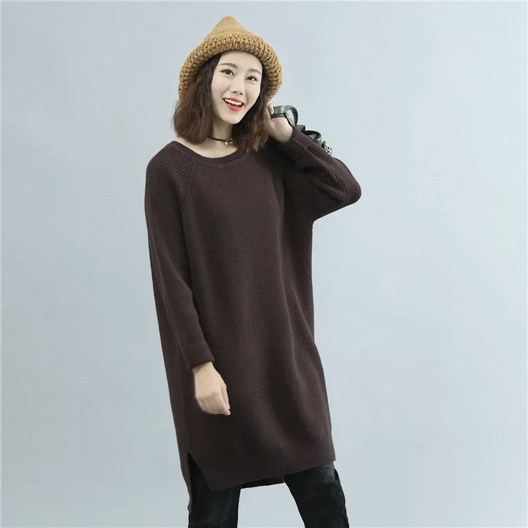 2017 Autumn & winter Women Oversized Knitted T-shirt Korean Casual Loose Solid Warm Long Sleeve T-shirt Plus Size Black T Shirt