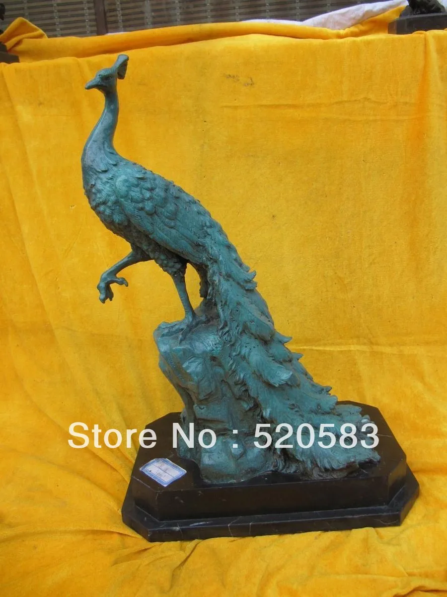 20 West art bronze copper sculpture peafowl peacock Art Deco figurine