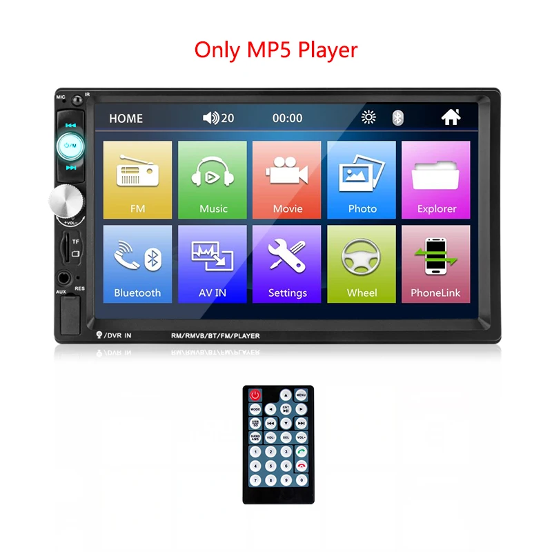 

Jansite 2din Car Radio 7" Digital Touch Screen MP5 player USB TF FM Multimedia monitor Phonelink bluetooth Rearview Camera