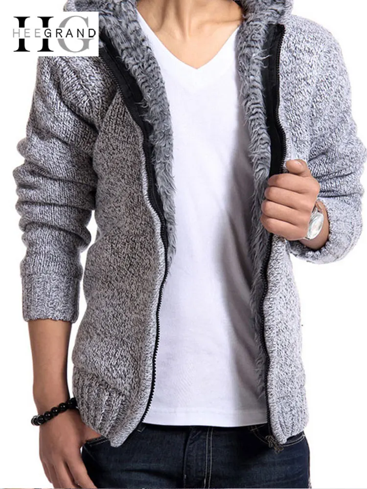 

2019 Spring Fur Lining Thicken Hoodies Sweaters Mens Winter Casual Jackets Flocking Outwears Solid Warm Moleton Masculino MZM179