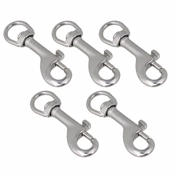 

304 Stainless Steel 70mm Silver Swivel-Eye Bolt Snap Hook Round Eye Swivel Keychain Strap Pack of 5