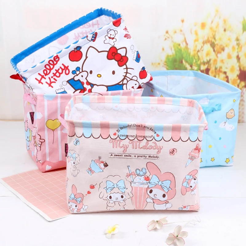 

1 Pcs Cartoon Melody Twin Stars Clothing Socks Bra Makeup Folding Canvas Storage Box Organizer Size 37X25X21CM