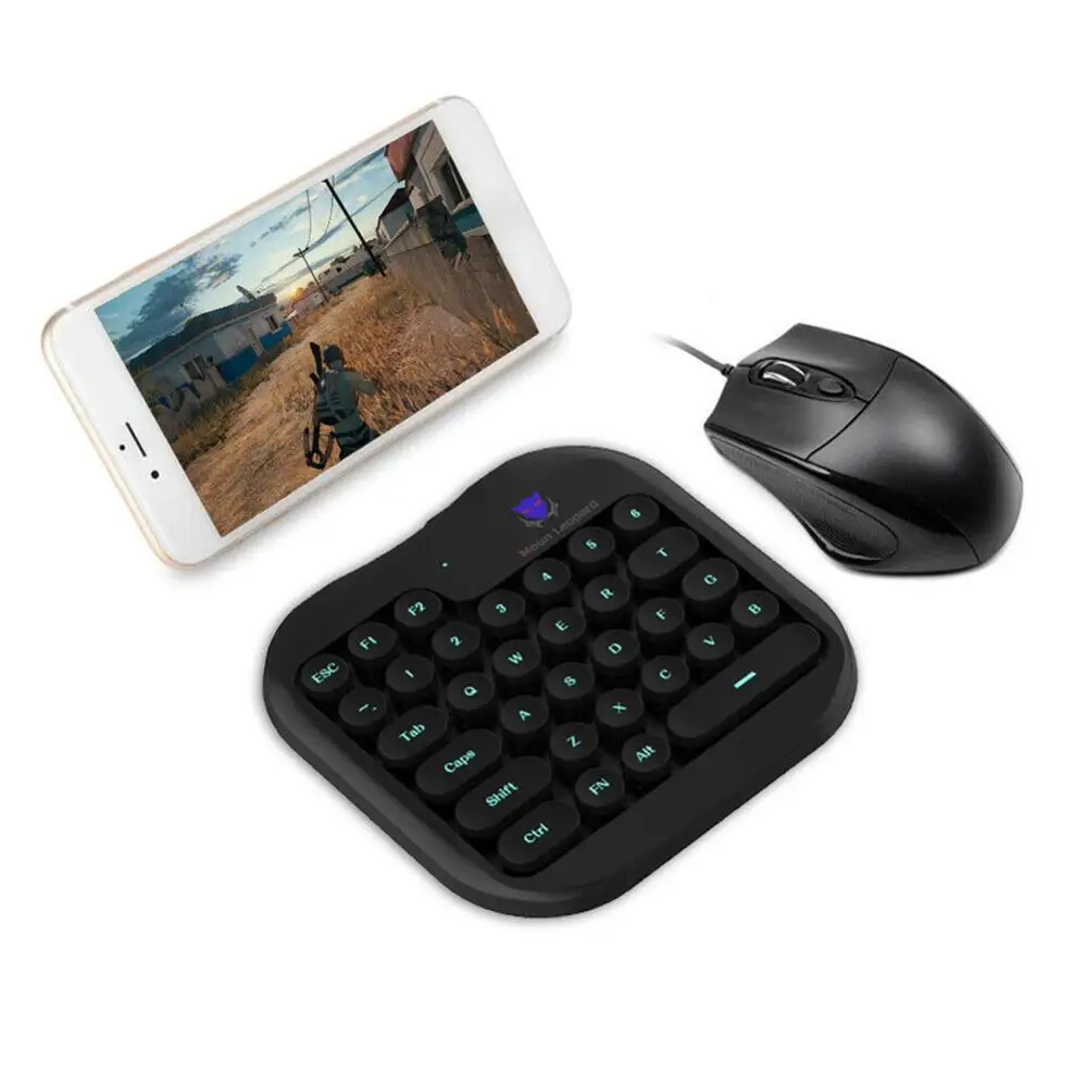 

Game Keyboards 32 Keys One-Handed Keyboard Shooting Games USB-Powered Plug Smart Phone Holder for Android Mobile Phone Tablet PC
