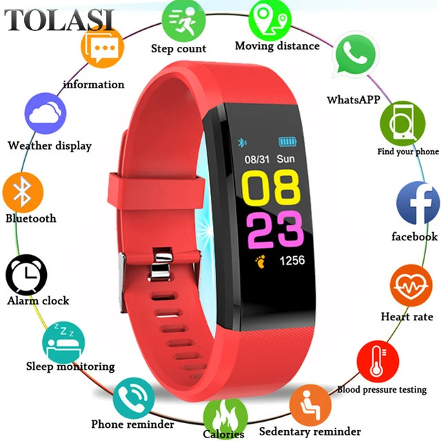 

New 115plus Smart Watch Heart Rate Monitor Blood Pressure Fitness Tracker Smartwatch Sport Watch for ios android with BOX