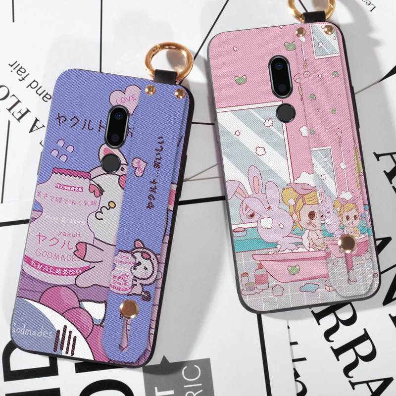 

Fashion Wrist Strap Cartoon Cases For Meizu V8 Animal Rabbit Printing TPU Cover For Meizu V8 Pro 5.7