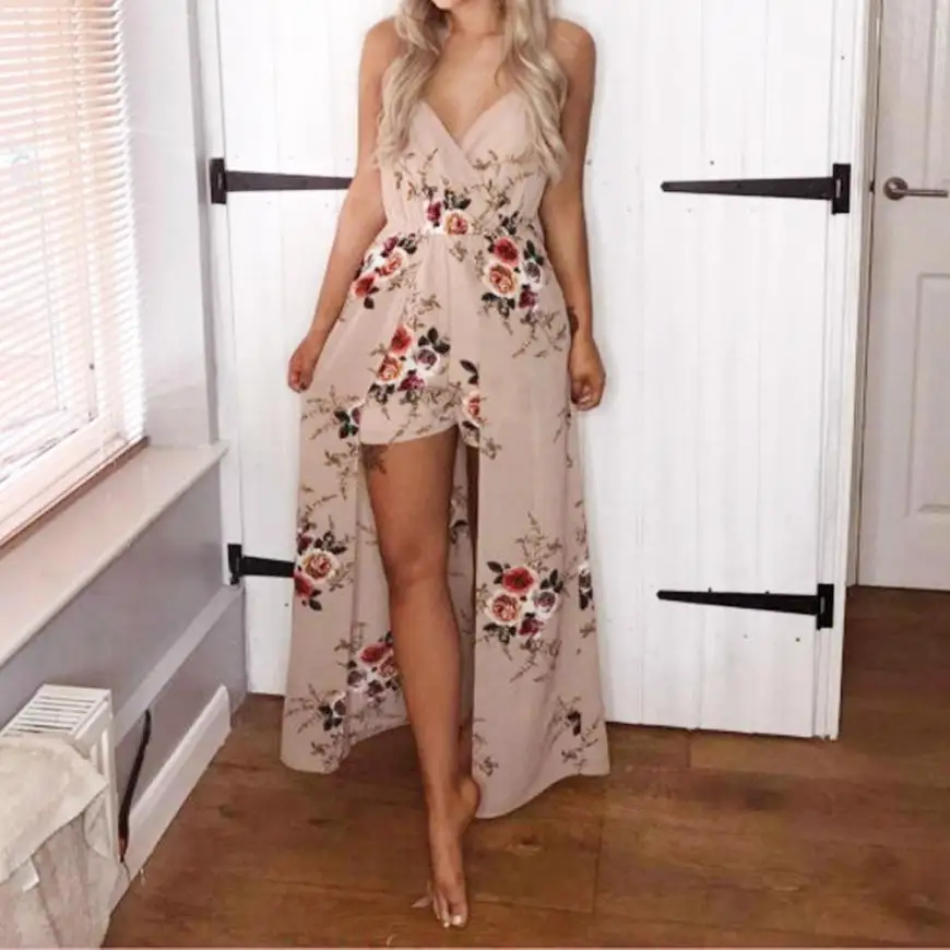 

CHAMSGEND Women Summer Sleeveless Flower Party Jumpsuit Playsuit Beach Trousers Drop Shipping 1F1*