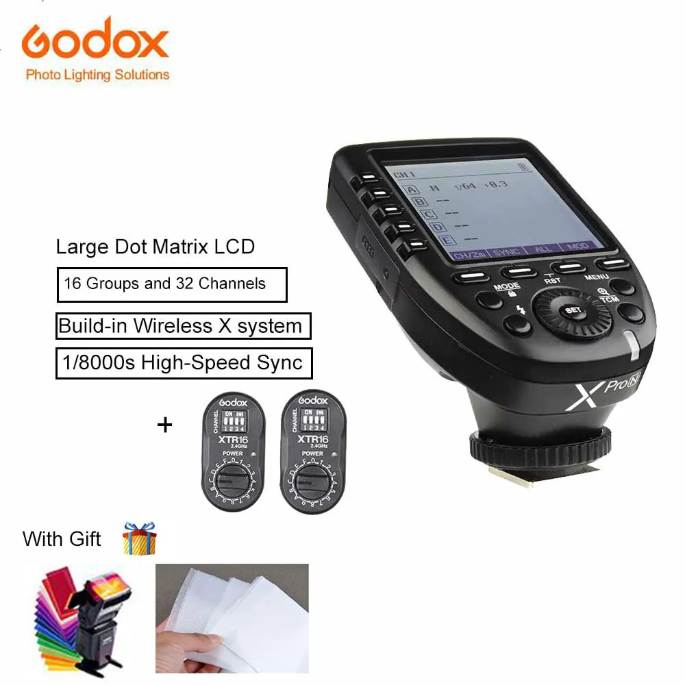 

Godox XPro-N Wireless Transmitter Trigger +2Pcs Xtr16 Receiver TTL For V860ii TT600 TT350 Support 1/8000s HSS For Nikon