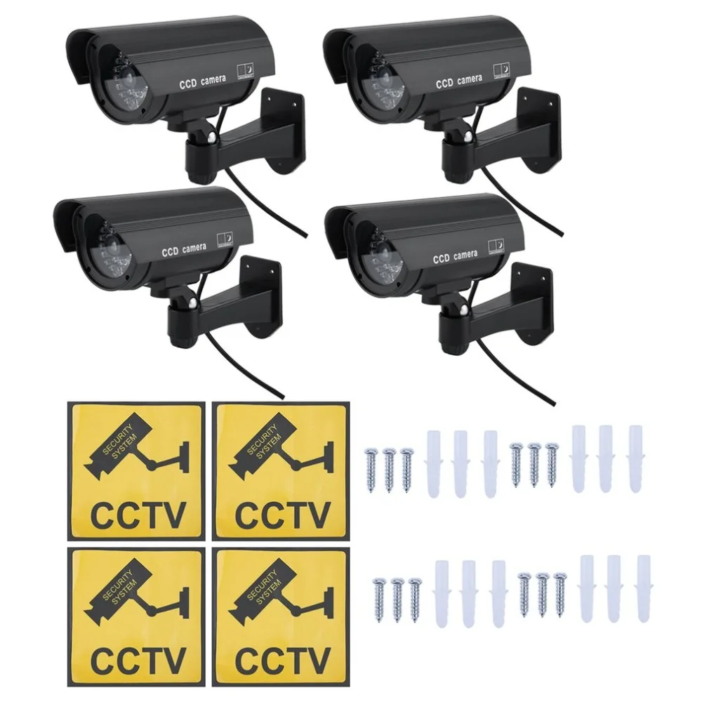

4PCS Waterproof Outdoor Indoor Home Security Guard Dummy CCD Camera Simulation Surveillance Camera Built In LED Flashing Light