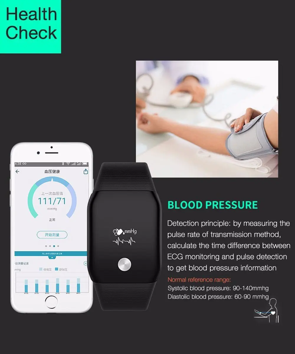 A89 Sports Smart Wristband Bracelet Watch Blood Oxygen Pedometer Fitness Tracker Heart Rate Monitor for iPhone 8 / 8 Plus / X