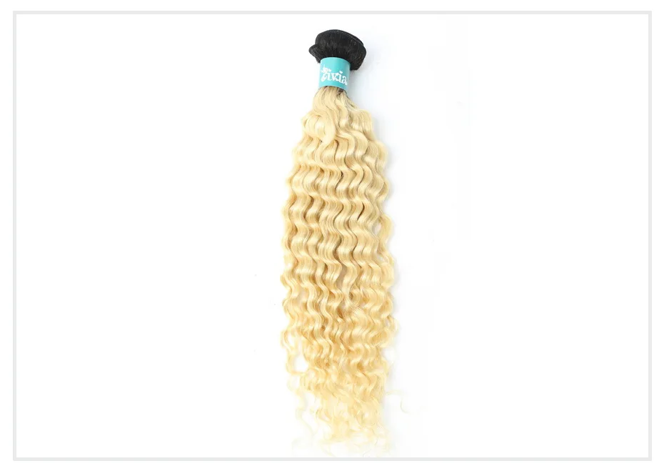 1B 613 Blonde Deep Wave Ombre Hair Bundle (14)
