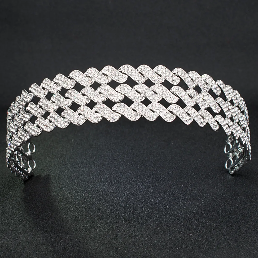 

2018 New Style Rhinestone Crystals 3 Rows Bridal Wedding Headband Girl Hair Jewelry Accessories Headpiece HG0048