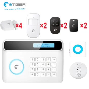 

e-tiger wireless/wired pstn gsm alarm LCD display door sensor motion detector home security alarm system