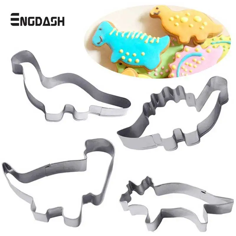 

ENGDASH 4pc/Set Dinosaur Shape Cookie Molds Fondant Cookie Cutters Kitchen Accessories for Baking Cake Decorating Tools