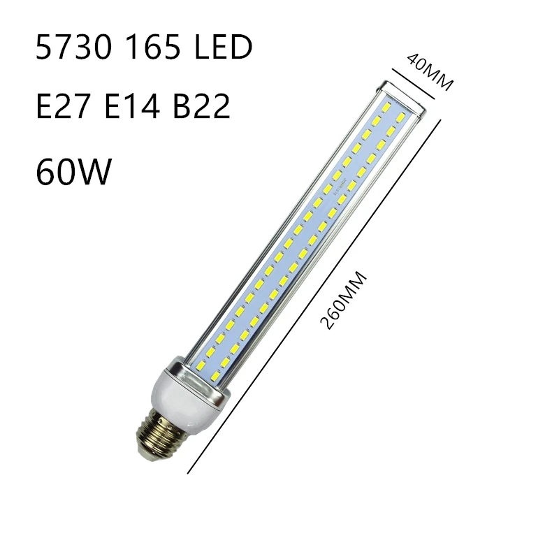 Новый 1 шт./лот 5730 светодиодный ламповый кукурузный свет 30 W 40 W 50 W 60 W 80 W 100 W Светодиодный лампы E27 E39 E40 85-265 V высокой яркости энергосберегающие